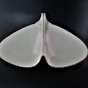 Lenox Fine Porcelain Serving Plate Tray Shallow Dish Handle Gold Trim USA